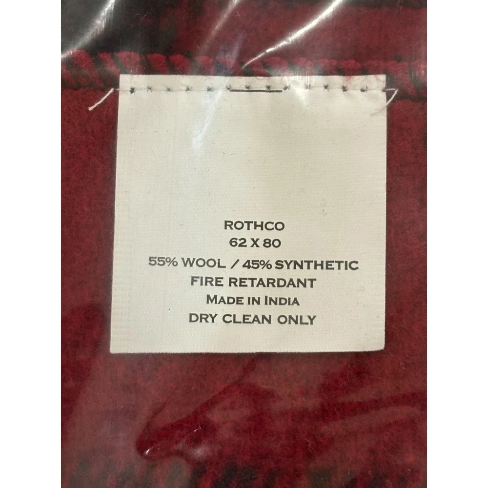 Rothco Wool Blanket Red Black Plaid Fire Retardant Camping Gear 1146 62x80 NWT